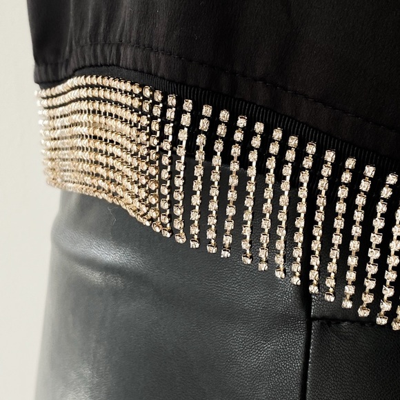 Dynamite Long Sleeve Satin Top with Rhinestone Hem, Size M - Picture 7 of 10